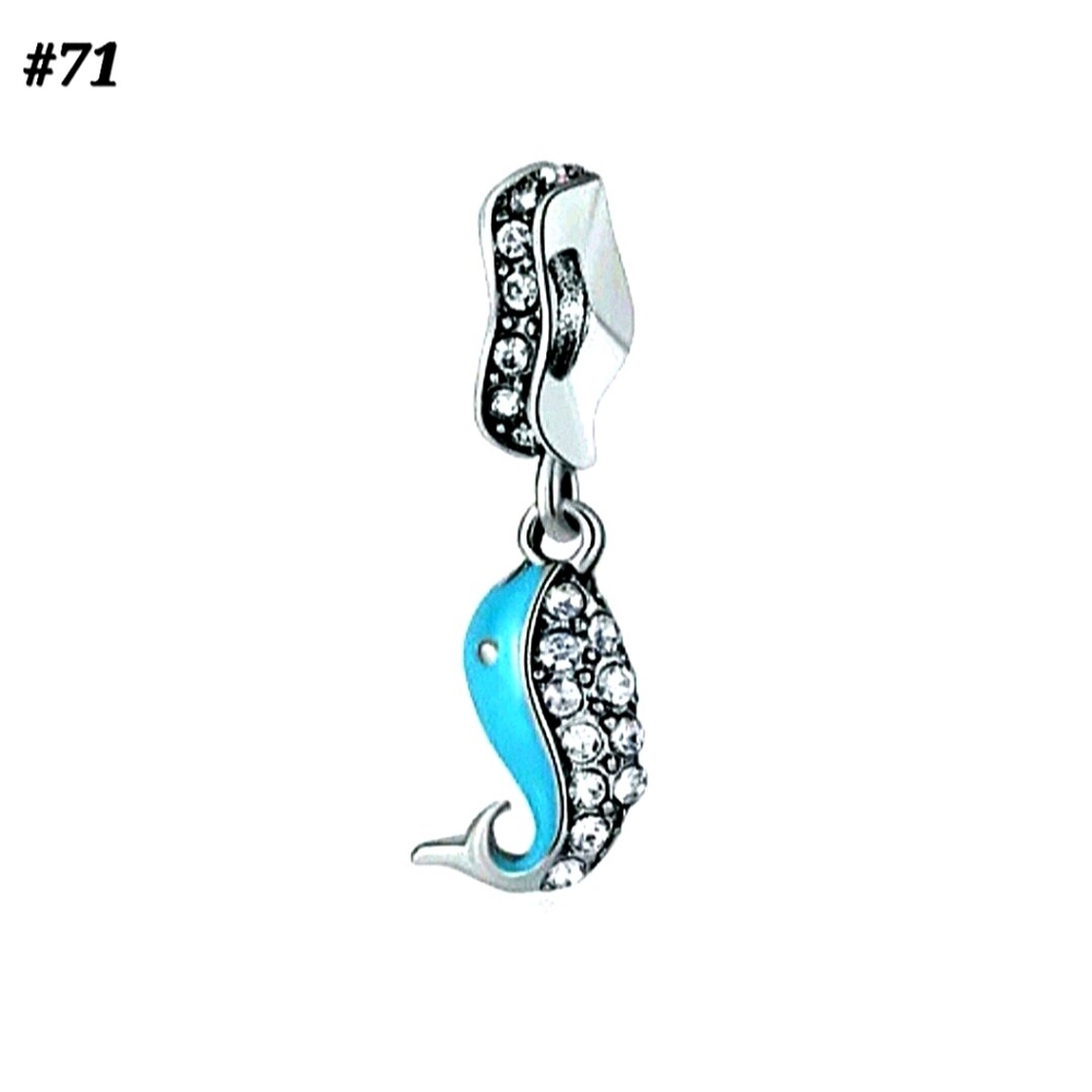 #71 Sparkling Silver Blue Whale Dangle Charm